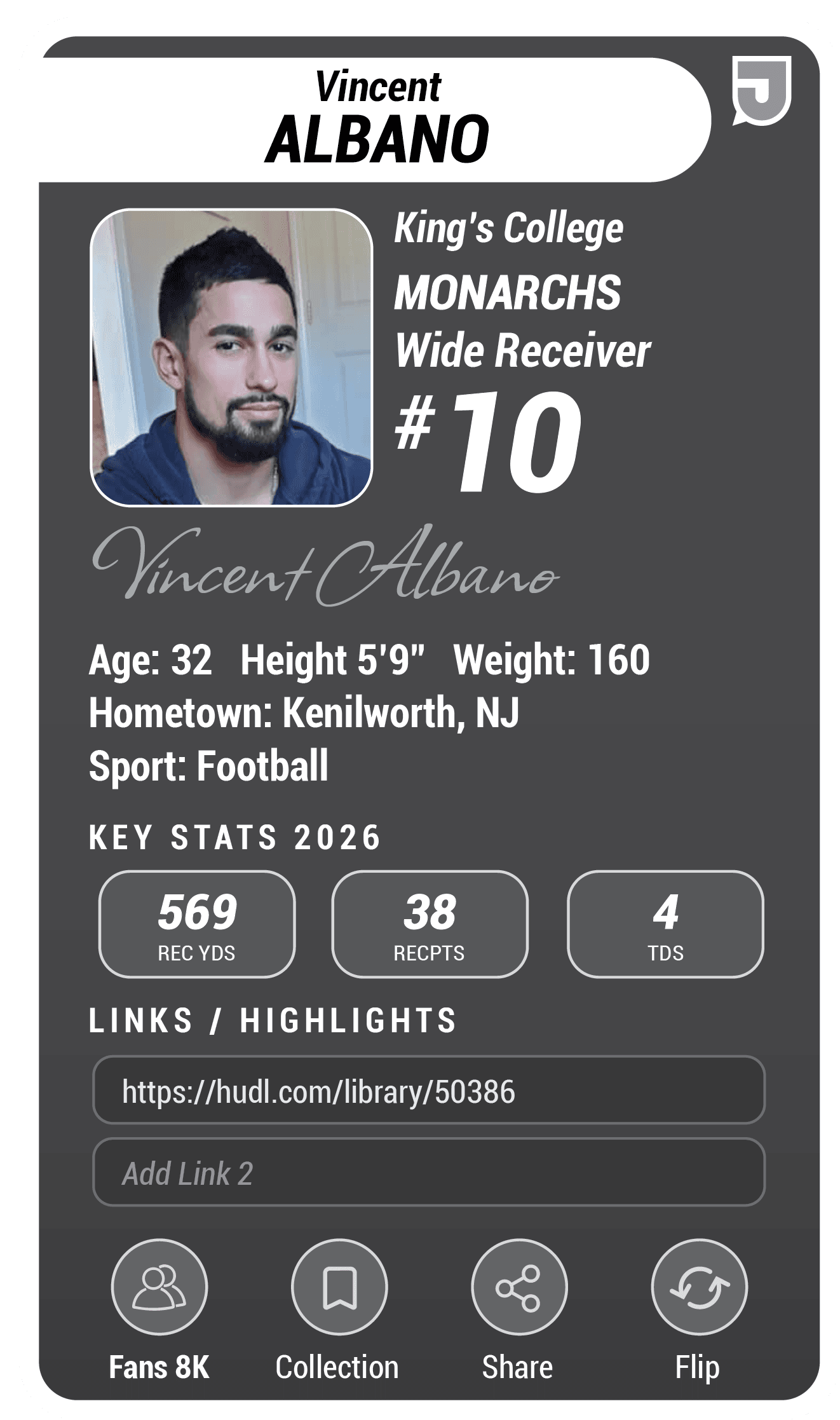 athlete back sample card